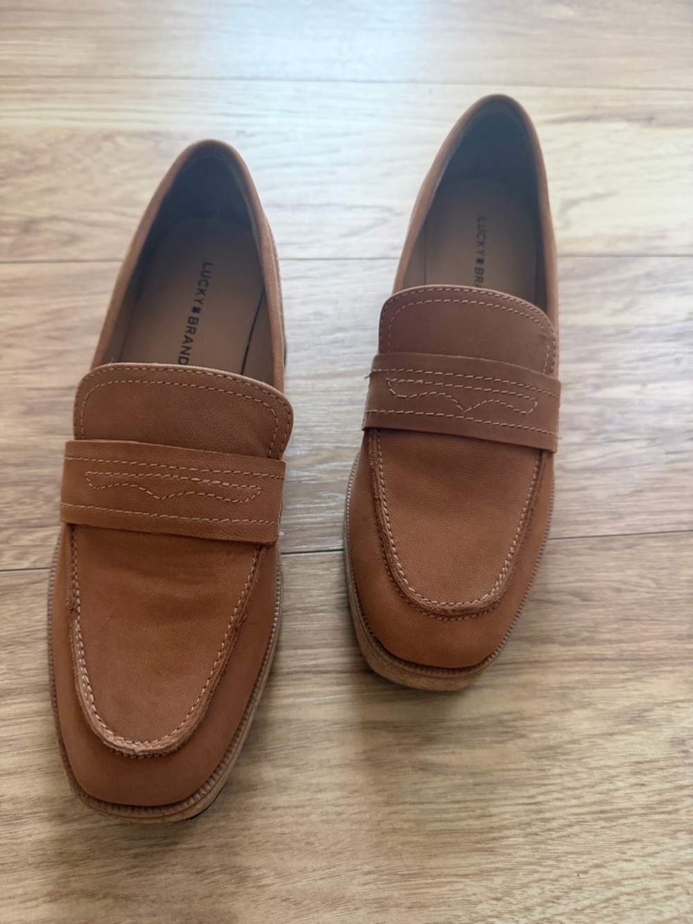 Lucky Brand  Tan Leather Slip-On Penny Loafers